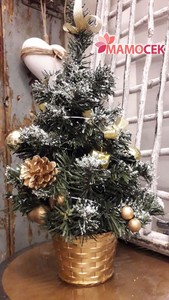 Albero Di Natale Addobbato.Albero Di Natale Addobbato Decorato Alberino Verde Innevato Oro H40 Arredo Casa Ebay