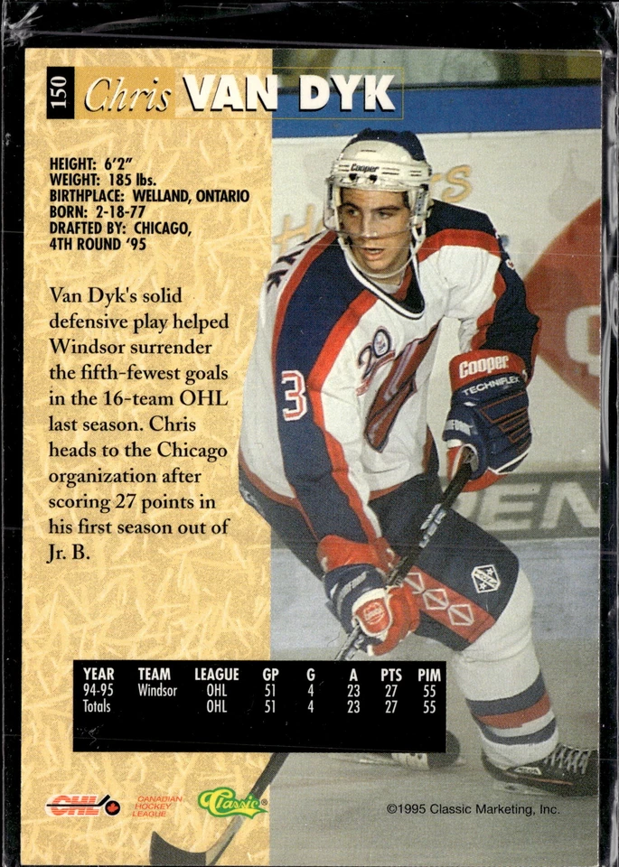 1995 Classic Five Sport #150 Chris Van Dyk - Image 2 of 2