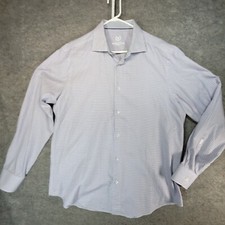 Bugatchi Shirt Mens 17 1/2 36-37 Blue Pink Long Sleeve Uomo Cotton