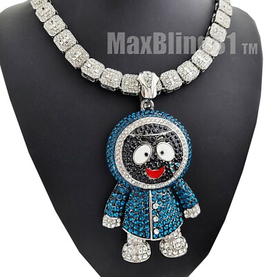 Silver BRICK SQUAD ESKIMO Pendant 16'' 18'' 20'' Iced Baguette Stone Chain Necklace