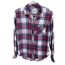 Rails Womens Hunter Blue and Red Plaid Button Front Shirt Size Small Rayon