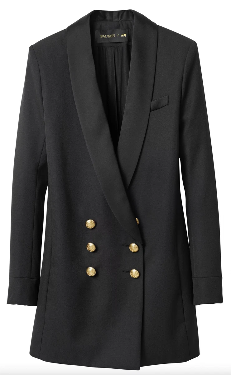 NWT Balmain X H&amp;M Black Jacket Dress Tuxedo S / 34 / US 4 NEW |