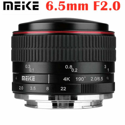 Meike 6.5mm F2.0 MF Fisheye Lens For Sony E Canon EF-M M4/3 Fujifilm FX Nikon Z
