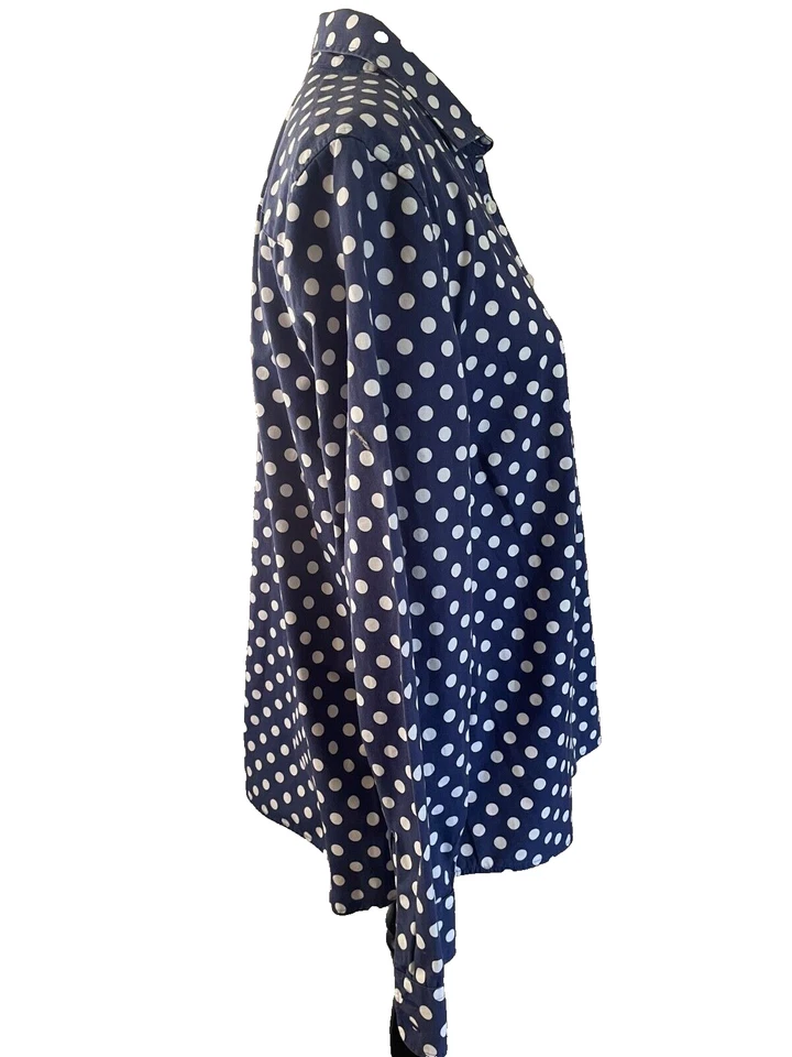 Charles Tyrwhitt Shirt Size 16 Navy With White Dot Long Sleeve Cotton - Image 3 of 4