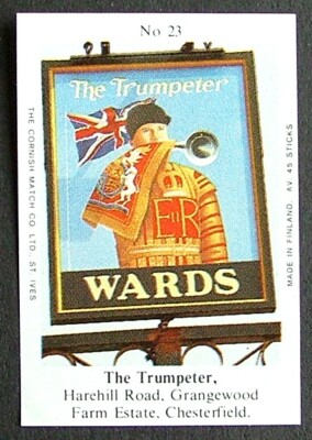 Matchbox Label Wards Pub The Trumpeter Grangewood Chesterfield No 23 ME168