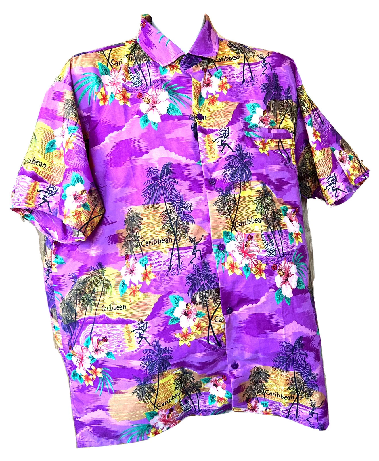 Paradise Hawaiian Shirt Mens XL Purple Caribbean Floral Palms Sunset 144 Vtg
Opens in a new window o
