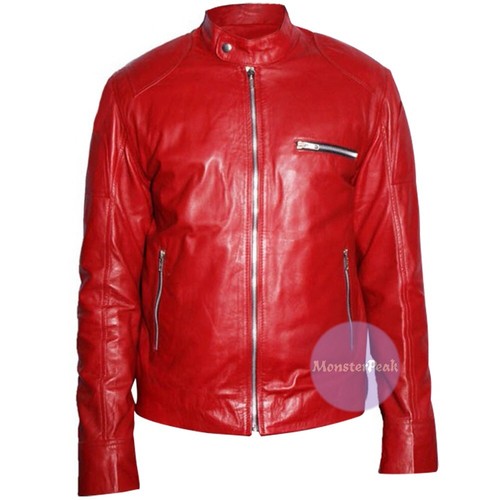 Vintage Moto Clásica Estilo Motero Rojo Imitación Cuero Chaqueta | eBay