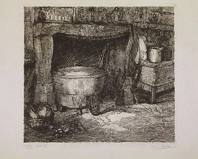 Luce LEFEVRE(XX) Intérieur en Auvergne Burin 4/15 ex. Bourbonnais Crozant Creuse - Photo 1/4