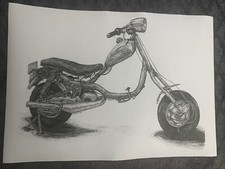LAMBRETTA 80's CHOP A3 INK DRAWING PRINT PREMIUM QUALITY