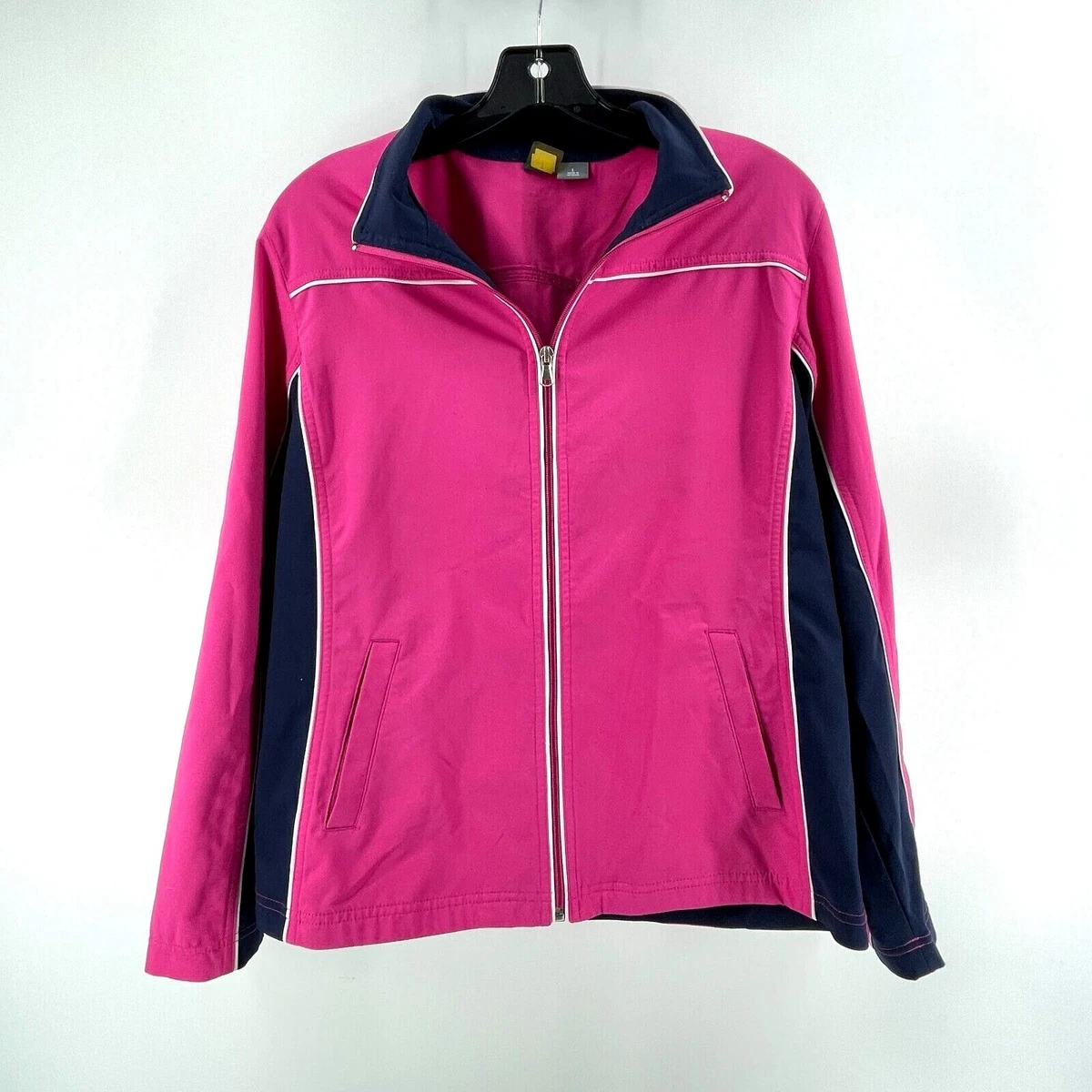 Women's SJB Active Wear Long Sleeve Full Zip Jacket Pink Blue Size Large