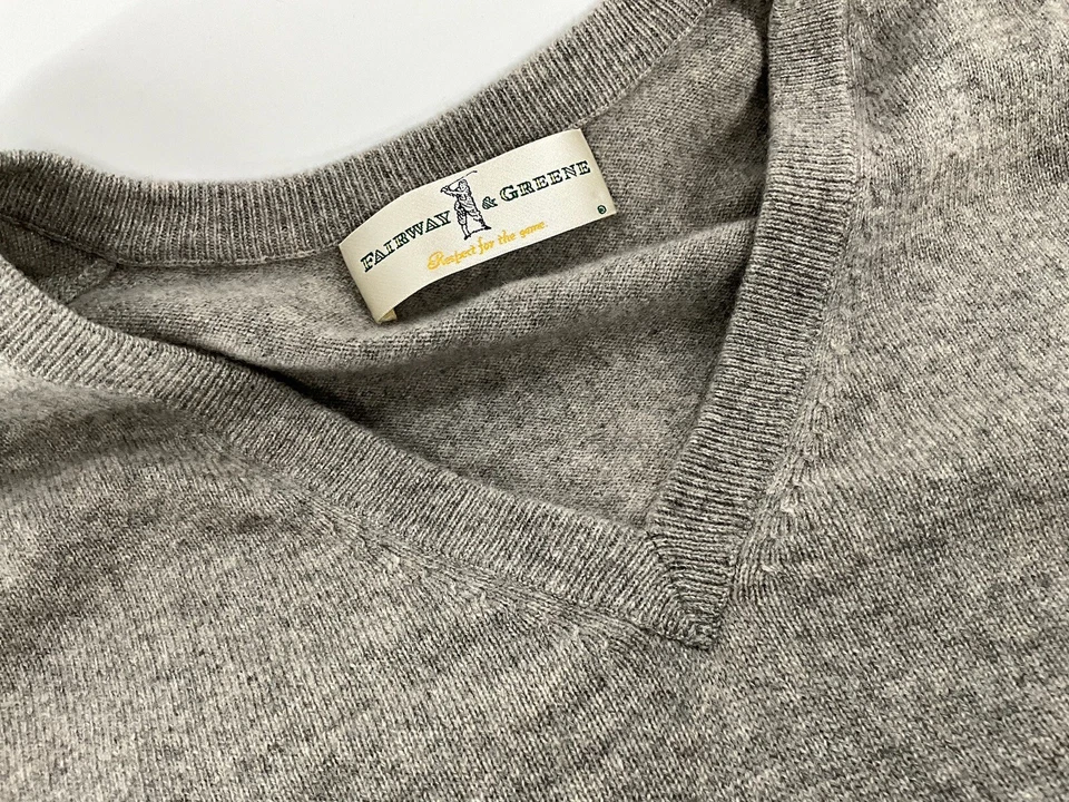 Fairway & Greene v-образным вырезом свитер жилет мужской XL серый 100% кашемир YGI K3-20 - Изображение 3 из 4