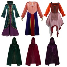 Hocus Pocus 2 Winifred Sarah Mary Sanderson Halloween Cosplay Costume Cloak&Wig