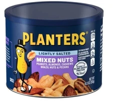 PLANTERS Lightly Salted Mix Nuts, Party Snacks, Plant-Based Protein, 10 Oz Can