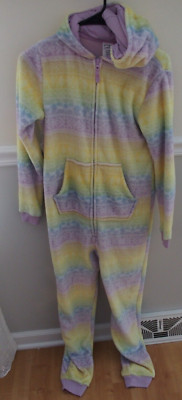 Art Class 14 16 Girls Blanket Sleeper Hooded Pajamas PJ soft fleece EUC footless