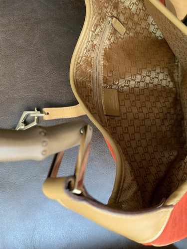 Auténtico bolso de hombro GUCCI de cuero gamuza naranja #001-4060 002058 - Imagen 5 de 13