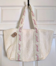 NWT VICTORIA'S SECRET Pink Cozy Plush Sherpa Tote Bag Cream Spring Summer