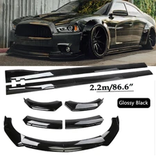 For Dodge Charger R/T GT Front Bumper Lip Spoiler Splitter Side Skirt Glossy