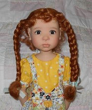 WEE 3 KATIE Doll Wig SZ 10-11.5 CARROT RED Long Ponytail Braids Curly Bangs NWT