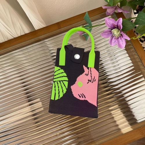 Cartoon Knot Wrist Bag Cute Shoulder pouch Reusable Knit Handbag for Girl - Picture 6 of 11