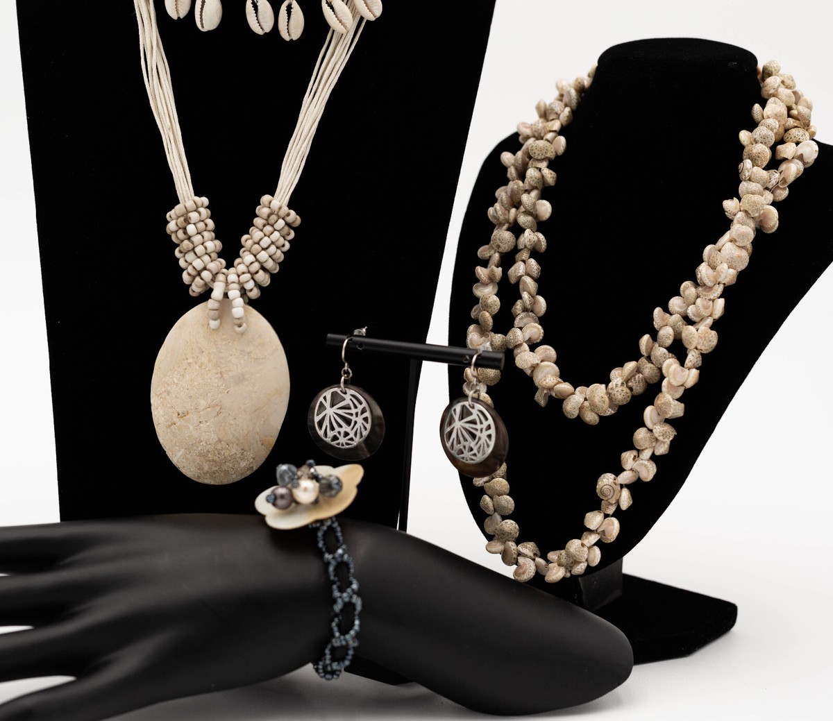 Vintage Nature Based Set MOP Handcrafted 3 Necklaces Earrings Bracelet View 3