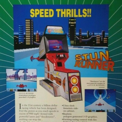 Stun Runner Arcade Flyer Original 1989 Video Game Art 8.5