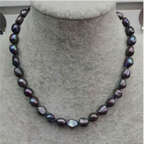 20“ 10-11MM NATURAL TAHITIAN BLACK GREEN PEARL NECKLACE DA109