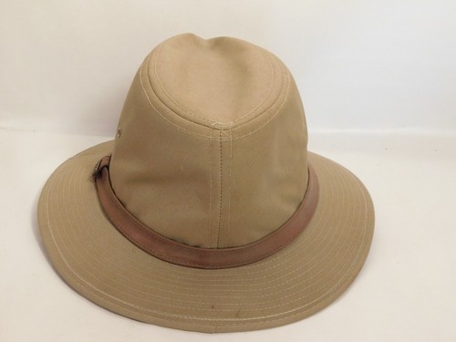 Vintage RINE CHAFEAUXLondon Fog tan canvas Fedora Hat sz 7- 7 1/8 - Picture 3 of 7