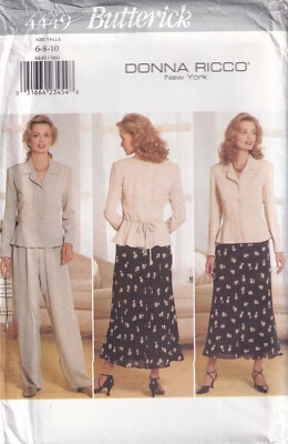 Butterick Schnittmuster 4449 weiche Jacke Top Hose & Schrägrock Gr 6 8 10