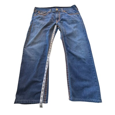 TRUE RELIGION STRAIGHT 28 インチ True Religion Jeans Mens 40x28 Blue Straight Flap Pocket