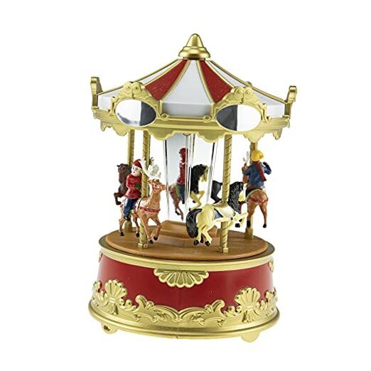 Christmas Mini Music Box, LED Light Show Musical Decoration Carousel