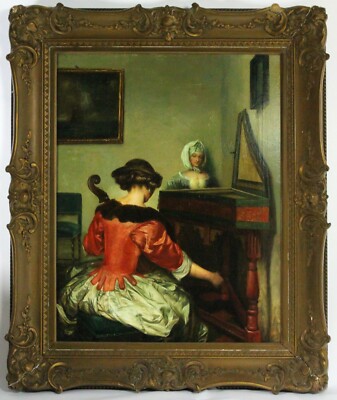 Ölgemälde Das Konzert Kopie Gerard ter Borch Carl Faust signiert datiert 1923