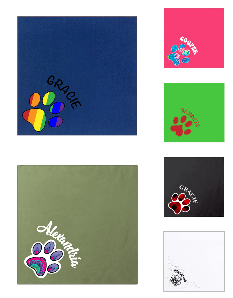 Bandane per Cani Stampa Zampa, Bandane per Cani Personalizzate con Nome o Messaggio Personalizzato
