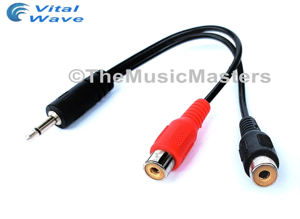 6 inch 3.5MM (1/8") Mono Male to Dual RCA Female Jacks Audio Cable Wire VWLTW - Image 4 of 4