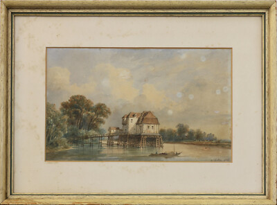 Aquarell von Nicolas-Joseph Kellin. Lodge auf Stelzen