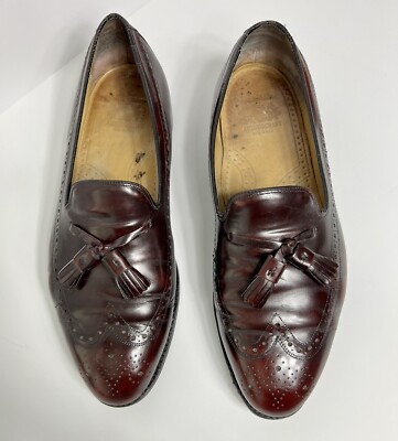 Johnston & Murphy Aristocraft Long Wing Brogue Tassel Loafers Men’s Sz 10 Vintage Johnston & Murphy Aristocraft Black Wingtip Tassel  main image 2