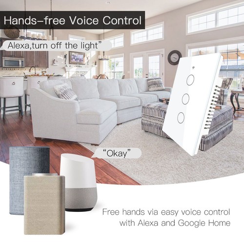 MOES WiFi RF Smart Light Switch Wall Touch Alexa Google Voice Control APP Remote - Picture 3 of 59
