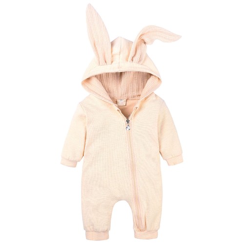 Infant Baby Boys Girls Zipper Hooded Long Rabbit Ear Long Sleeve Jumpsuit Romper - Picture 24 of 25