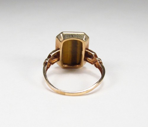 Vintage Wm C Greene Co USA 10K Gold Tigers Eye Warrior Soldier Cameo Ring S 6.25 - Picture 11 of 14