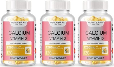 1200mg Calcium with Vitamin D3 (50MCG) Non-GMO Gluten Free 360 Softgel USA