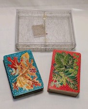 Vintage MCM Stancraft Playing Cards Gold Glit...