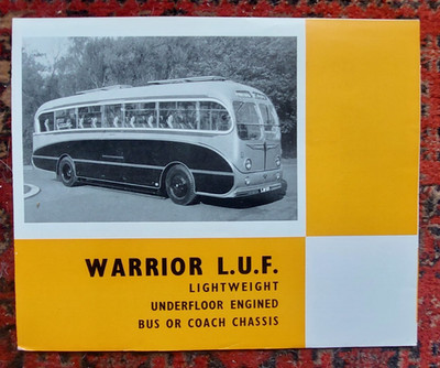 VINTAGE GUY WARRIOR L.U.F.  BUS REISEBUS ANZEIGE. Broschüre - Motor & Fahrwerk Spezifikationen