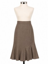 Vintage USA Brown 100 Wool Midi Skirt ILGWU Union Made Size 4 Lined Classic