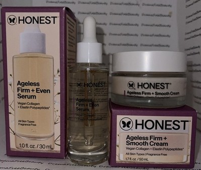Honest Beauty Ageless Firm + Even Serum & Smooth Cream Vegan Collagen Lot BNIB