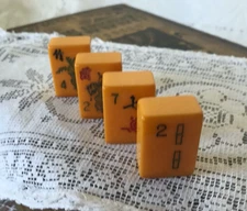 Vintage Mah Jong Butterscotch Bakelite Tiles Jewelry Collector Upcycle Recycle