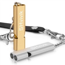 2-Pack Emergency Survival Whistles High-Pitch Double Tube with Lanyard Keychains