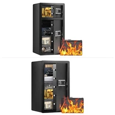 Uimoso Double Door 3.5-7.2 cu.ft Safe Box with Key Lock Password Cabinet Black