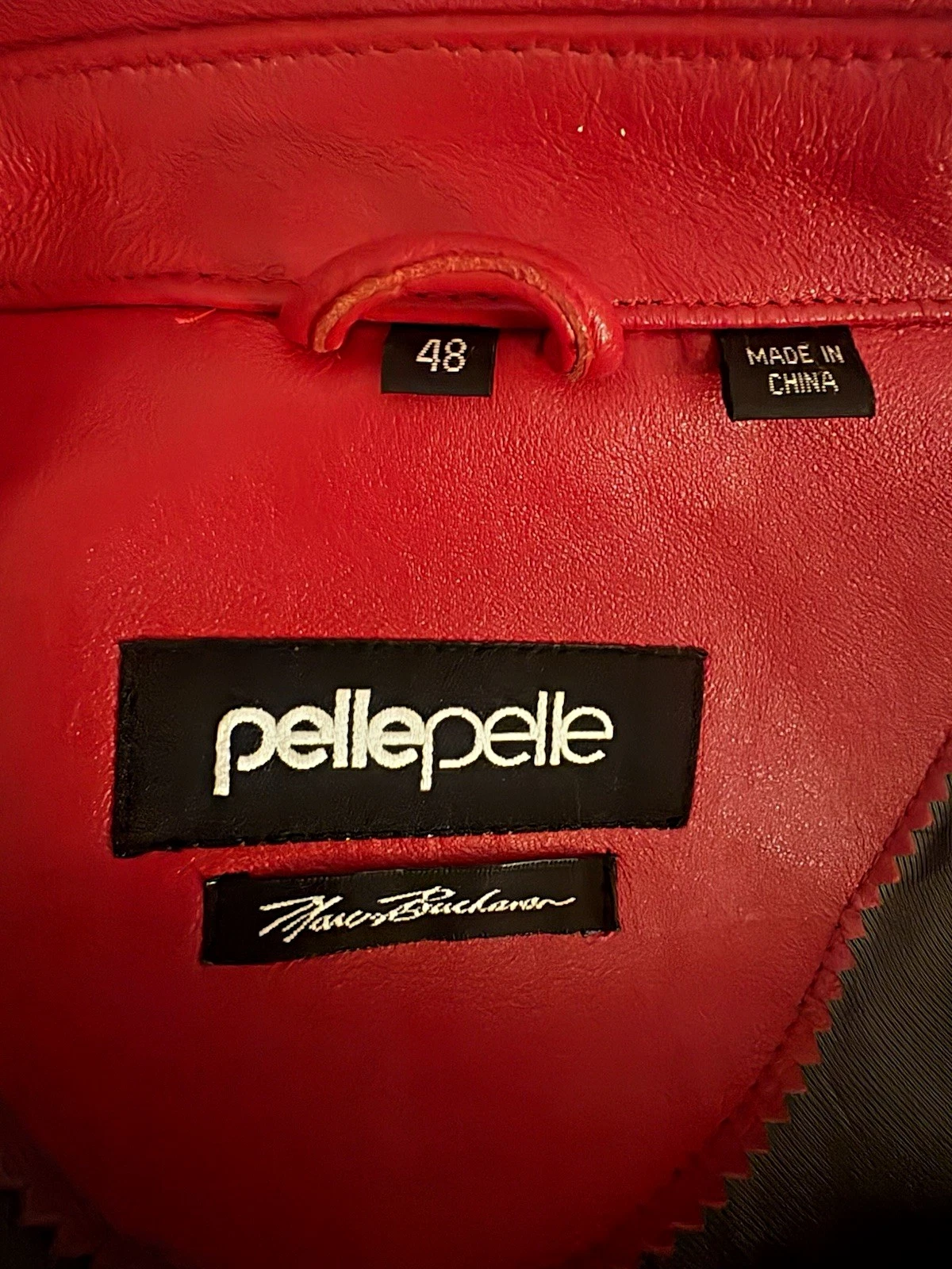 Pelle Pelle Marc Buchanan Men's Red Leather Full Zip Bomber Jacket 48 - product detail image 1