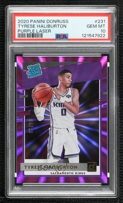 2020 Donruss Purple Laser 84/99 Tyrese Haliburton PSA 10 GEM MT Rookie RC 01b5