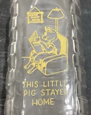 Vintage 50ies 60ies Samuel Callet Nursery Rhyme Glass Baby Bottle Pittsburgh PA