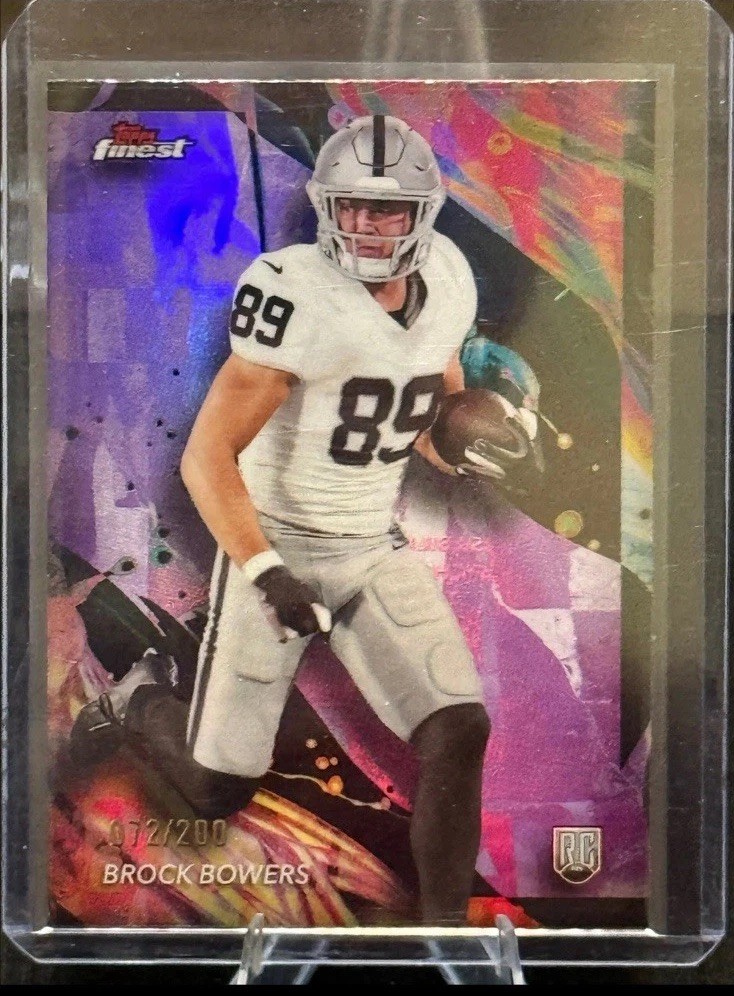 2024 Topps Finest #182 Brock Bowers Purple Refractor /200 Uncommon RC Raiders